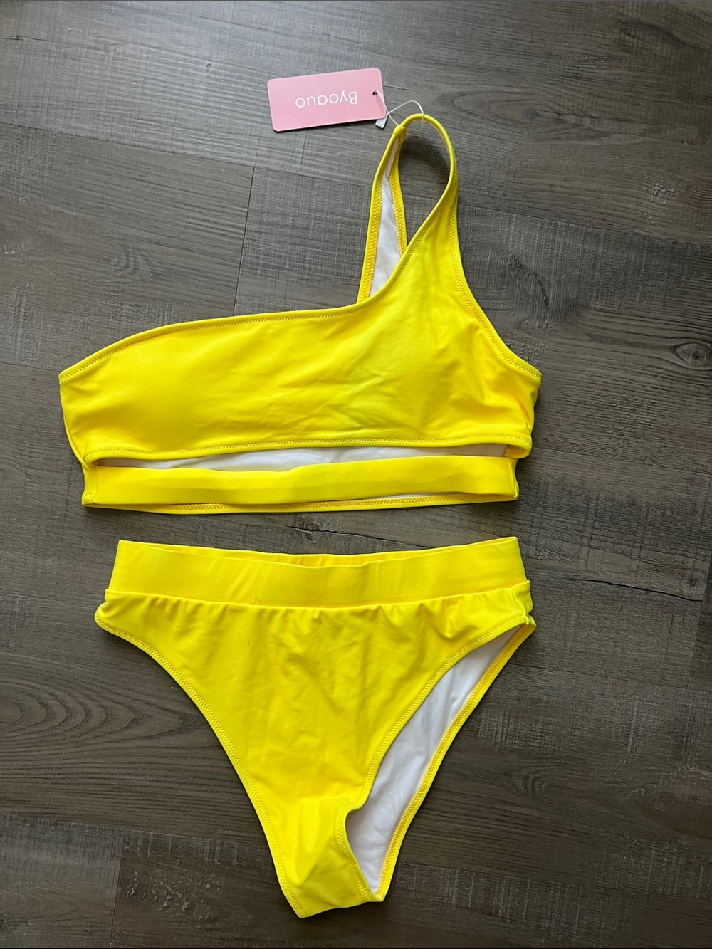 Bright Yellow One-Shoulder Bikini Set